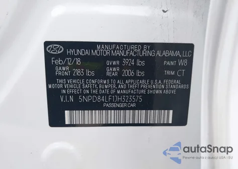 2018 Hyundai Elantra Sel из США, поврежденный, VIN 5NPD84LF1JH323575